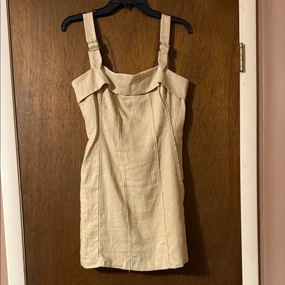 MANGO Linen Dress with Buckle Straps
